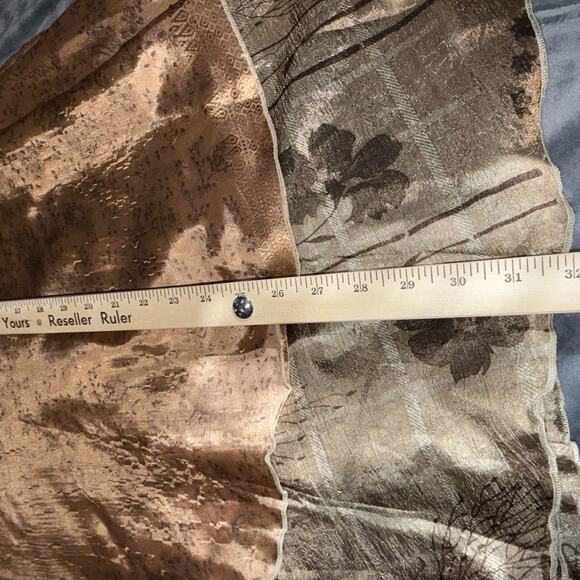 Boutique NWT Reversible Silk Wrap Skirt Floral Bronze Satin Midi Women’s Sz M - Picture 9 of 9